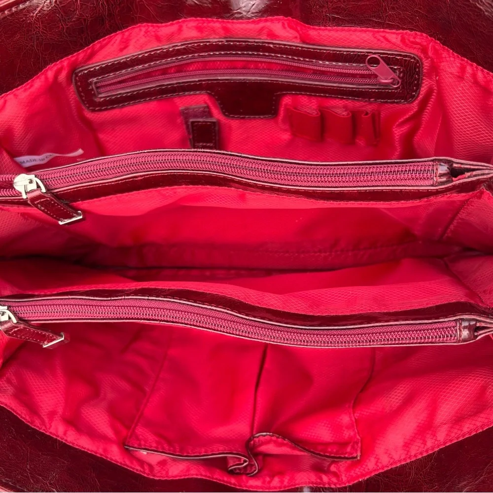 - Red Reptile Embossed Leather Shoulder Bag! EUC!